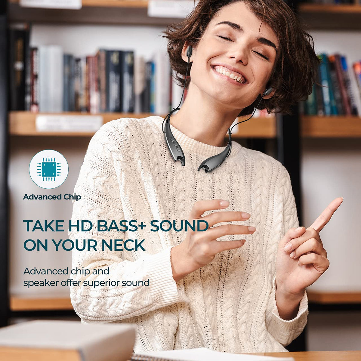 Redzoo neckband headphones control buttons enable quick music and call management.