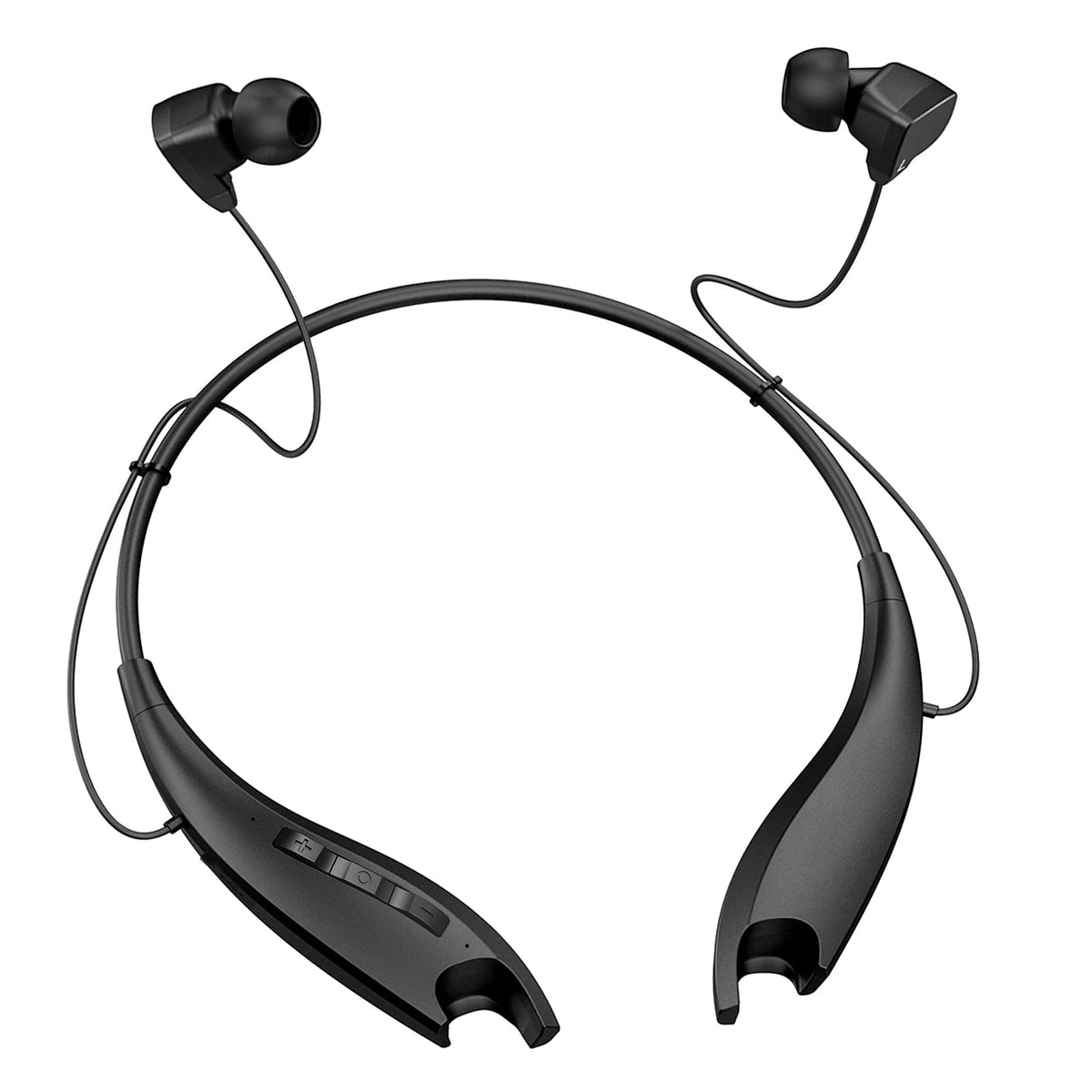 Redzoo neckband headphones on the neck for comfortable hands-free listening.