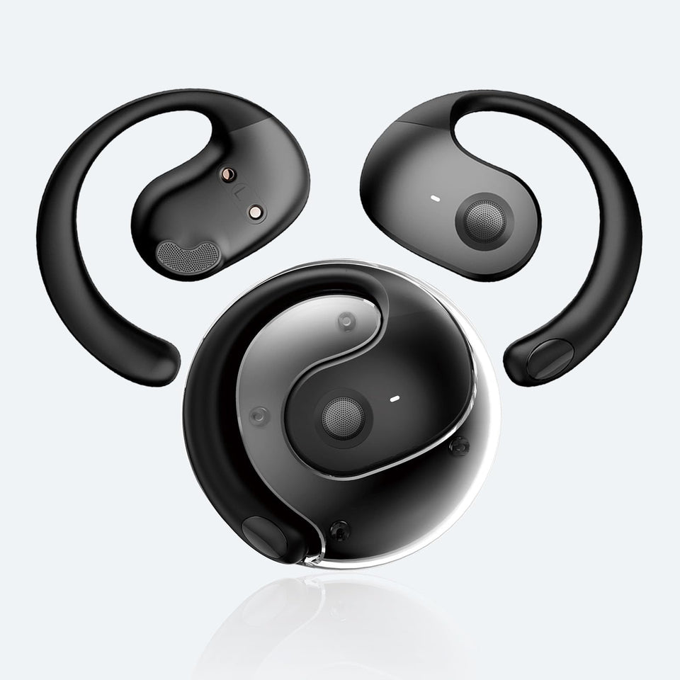 Reegus open-ear earbuds with ergonomic fit for all-day comfort during workouts.