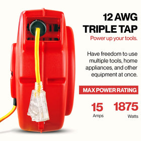 ReelWorks glow-strip LED adds visibility for safe outdoor wiring tasks.