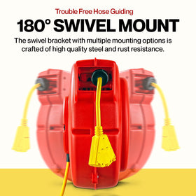 ReelWorks extension cord reel suited for indoor and outdoor environments.