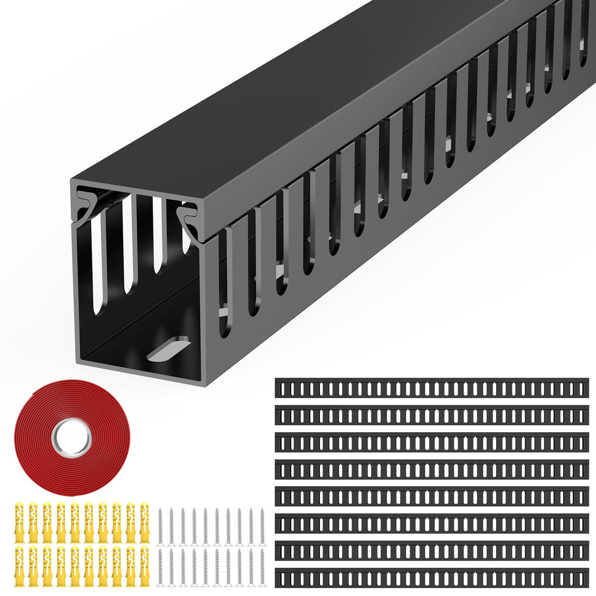 REFLYING open slot wiring raceway hides desk cables for a tidy workspace.