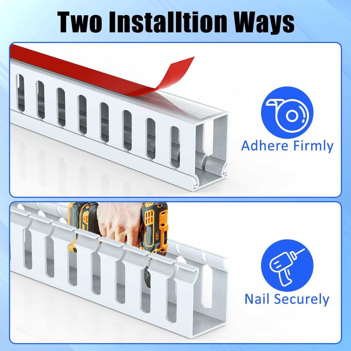 REFLYING screws and adhesive tape included for flexible mounting options