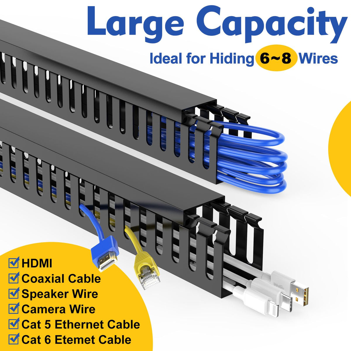 REFLYING slim wall-mount cable channel keeps cords organized behind furniture.