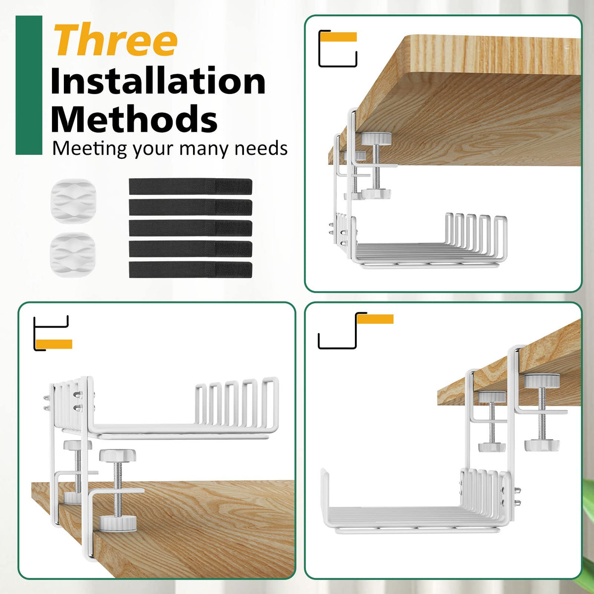 REFLYING tidy desk space with cable-tray keeps workstation organized.