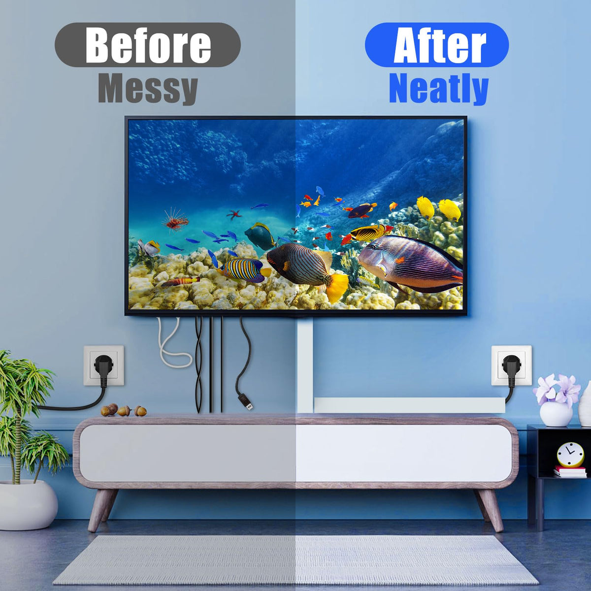 REFLYING white cable raceway matches most walls and furniture