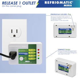 Refrigmatic MEGA delay indicator lit, showing safe timed restart benefit for compressors