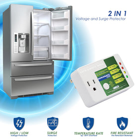 Refrigmatic MEGA installed behind a two-door refrigerator in a kitchen, preventing damage