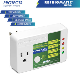 Refrigmatic MEGA quick-restart button being pressed to restore fridge power quickly