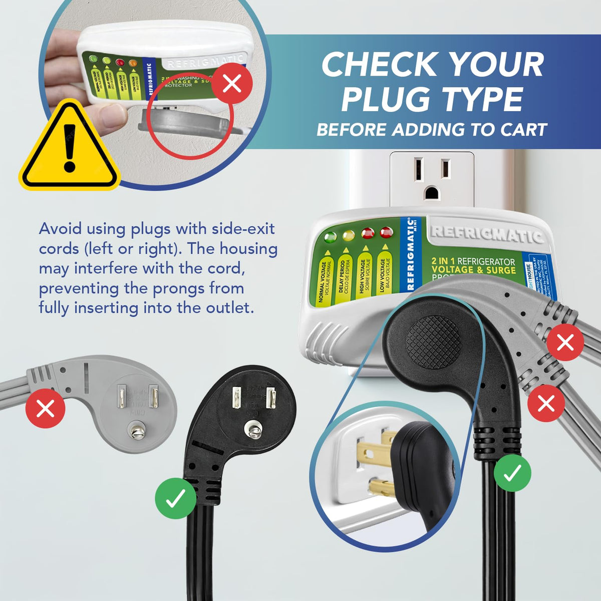 Refrigmatic LED indicators close-up showing voltage and delay status