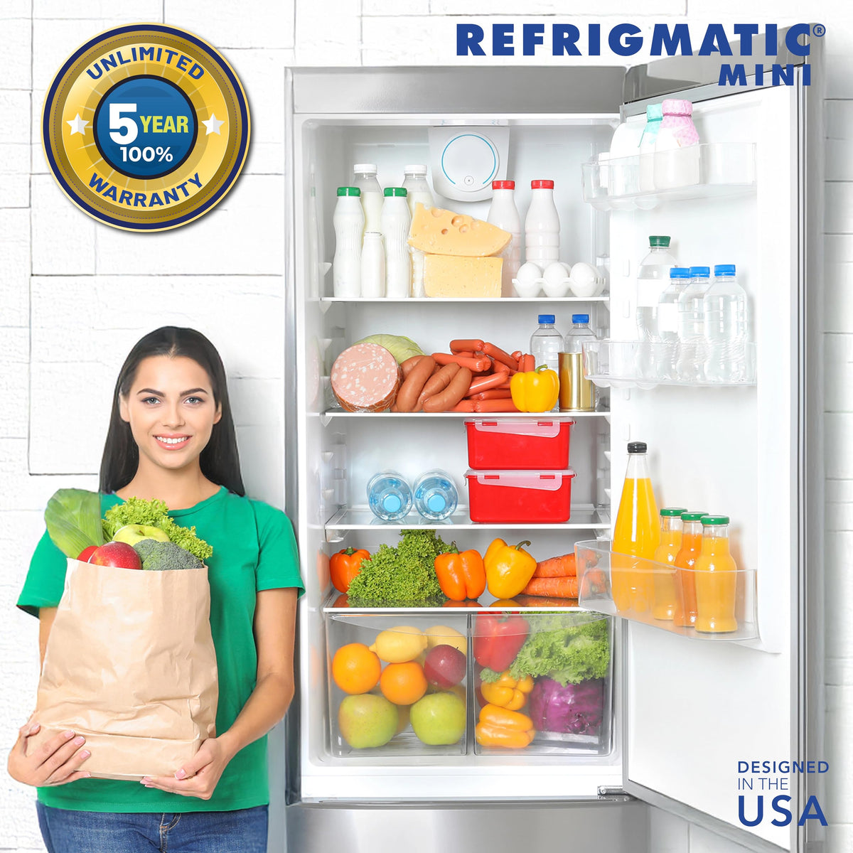 Refrigmatic in kitchen protecting refrigerator and reducing repair risk