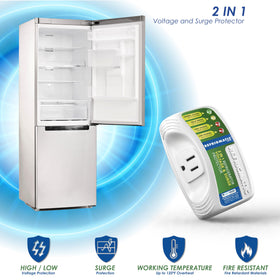Refrigmatic two-pack retail box showing dual protection convenience