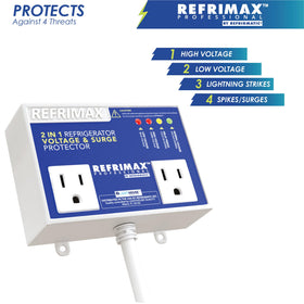 Refrimax indicator lights close-up showing normal and delay status