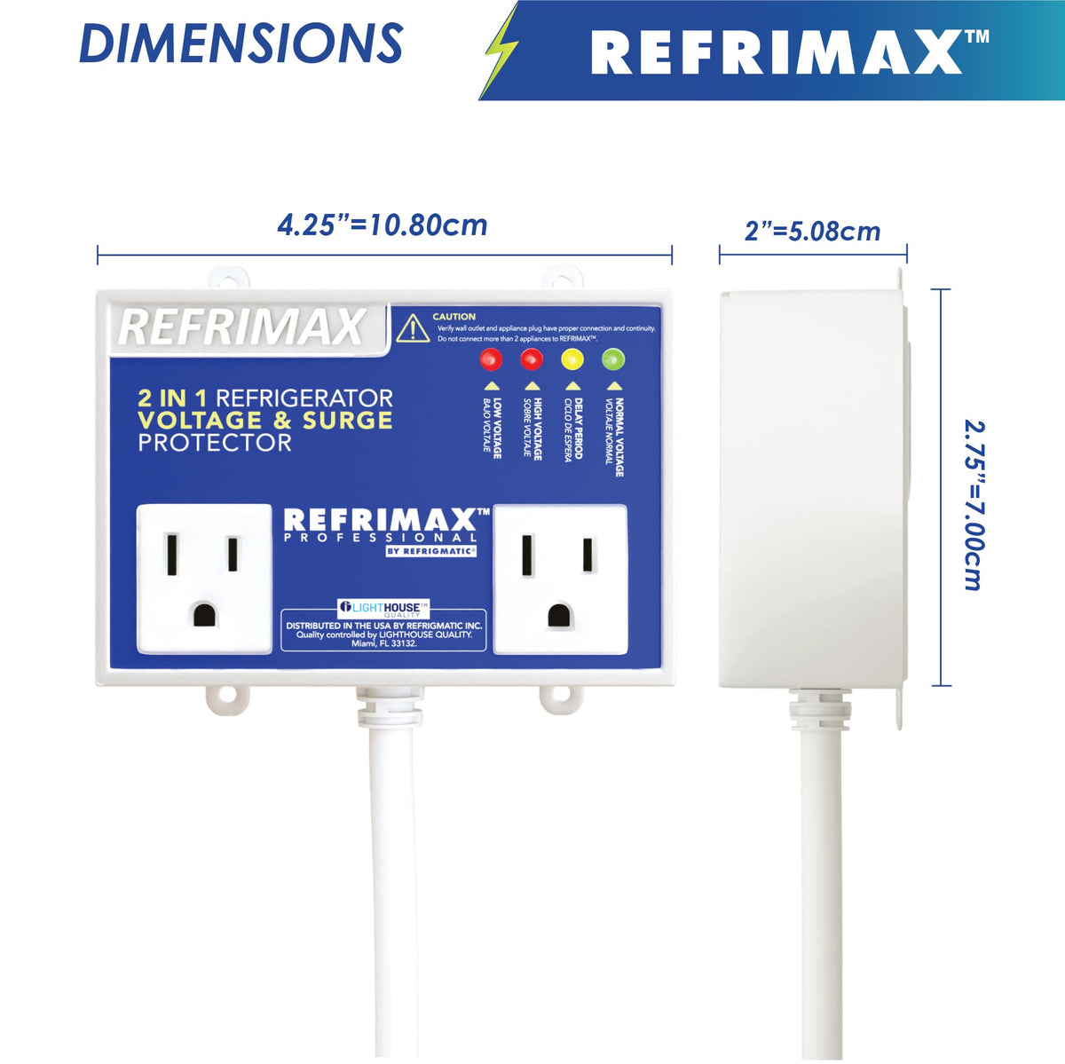 Refrimax installed by a fridge in a kitchen for reliable appliance protection