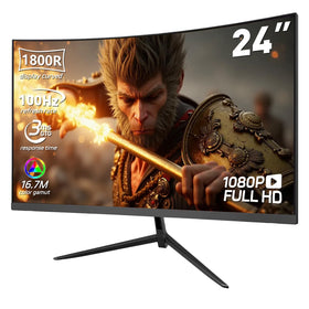 ReHisk 24-inch curved monitor front view for immersive gaming and media.