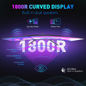 ReHisk 24-inch curved monitor IPS panel delivers bright whites and deep blacks.