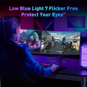 ReHisk 24-inch curved monitor HDMI and VGA ports for easy setup.