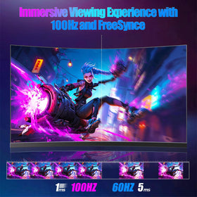 ReHisk 24-inch curved monitor side tilt enables ergonomic viewing comfort.