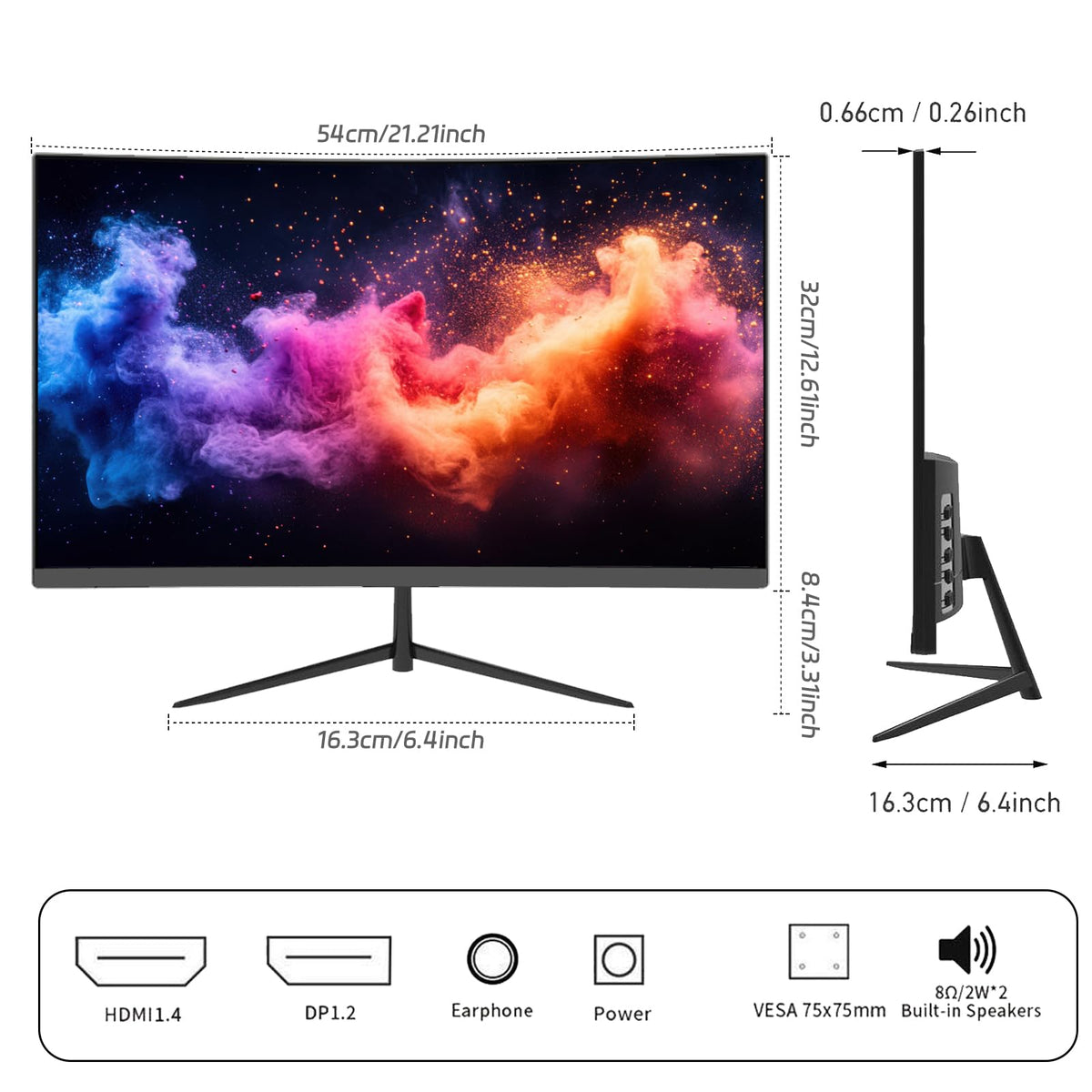 ReHisk 24-inch curved monitor VESA mount compatibility for flexible installation.