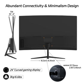 ReHisk 24-inch curved monitor wide viewing angles preserve color from any seat.