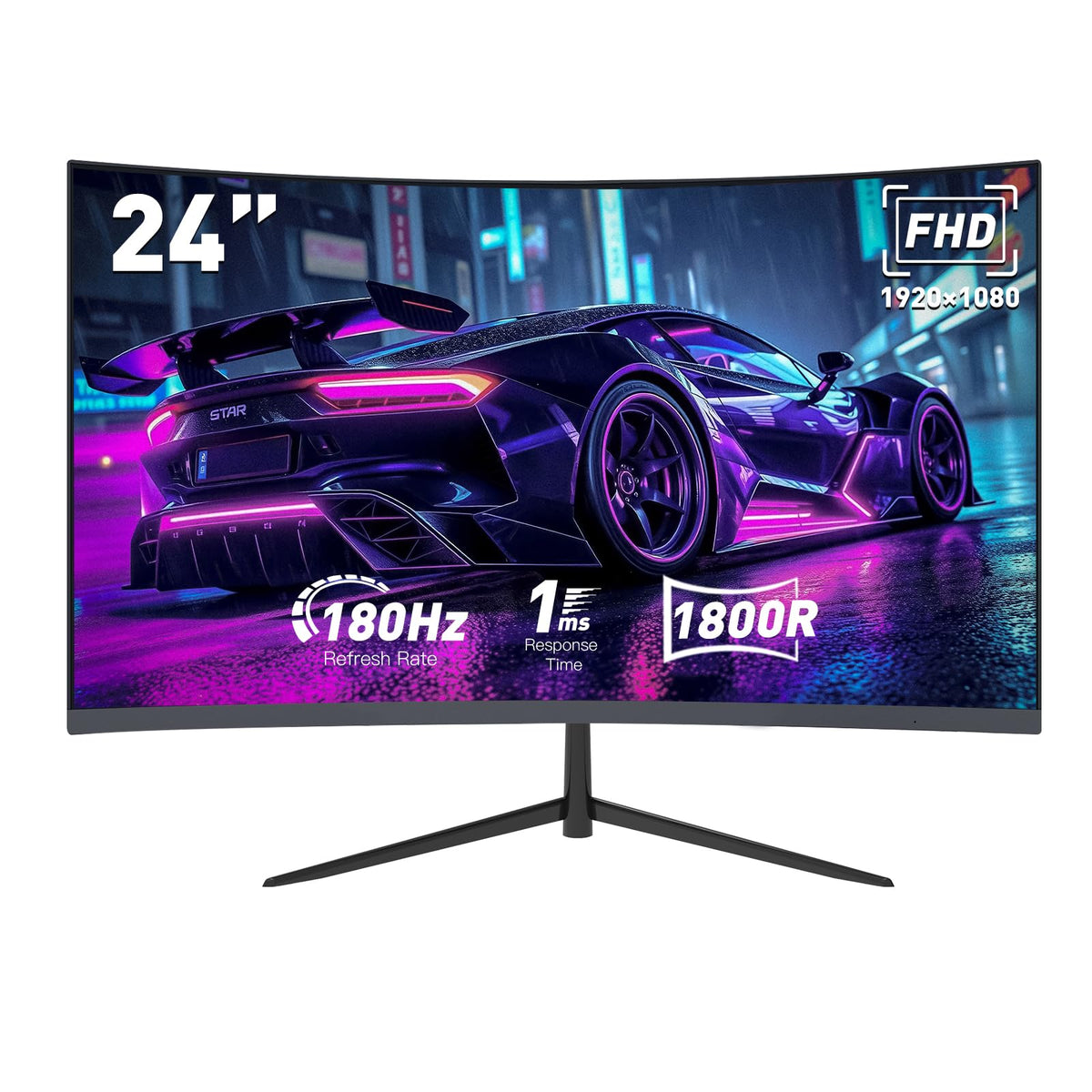 ReHisk 24-inch curved monitor front view showing immersive gaming feel
