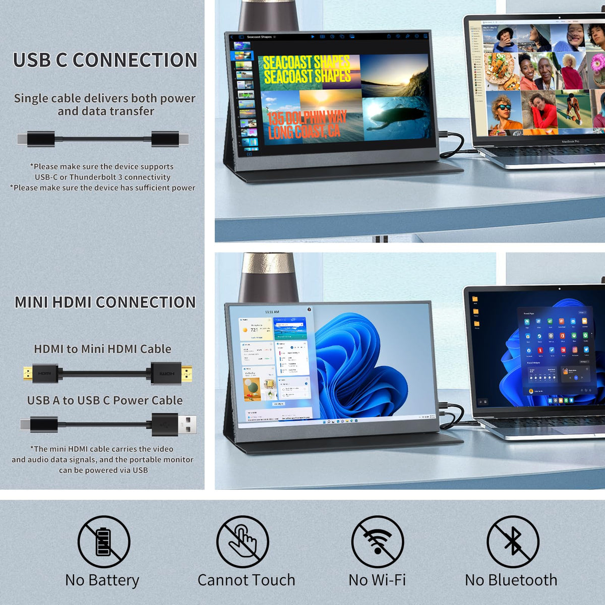 ReHisk rear ports with USB-C and mini‑HDMI, versatile connectivity benefit