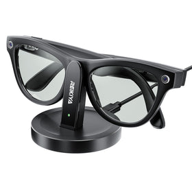 REIKIYA charging stand for Ray-Ban Meta, front view showing the dock and glasses