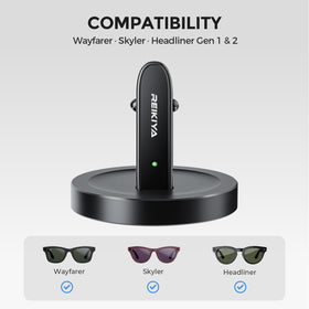 REIKIYA charging stand for Ray-Ban Meta, side view with glasses in dock