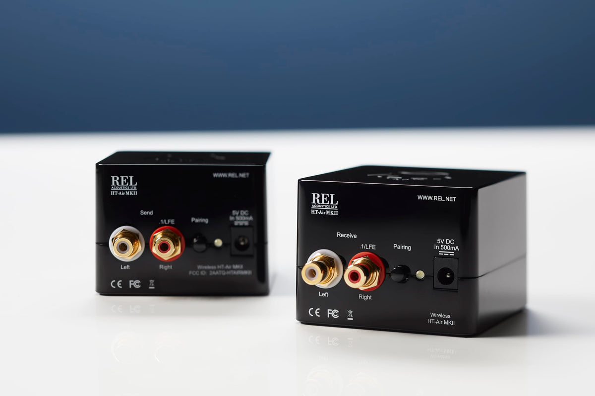 REL Acoustics HT-Air MKII pairing diagram for quick, cable-free installation.