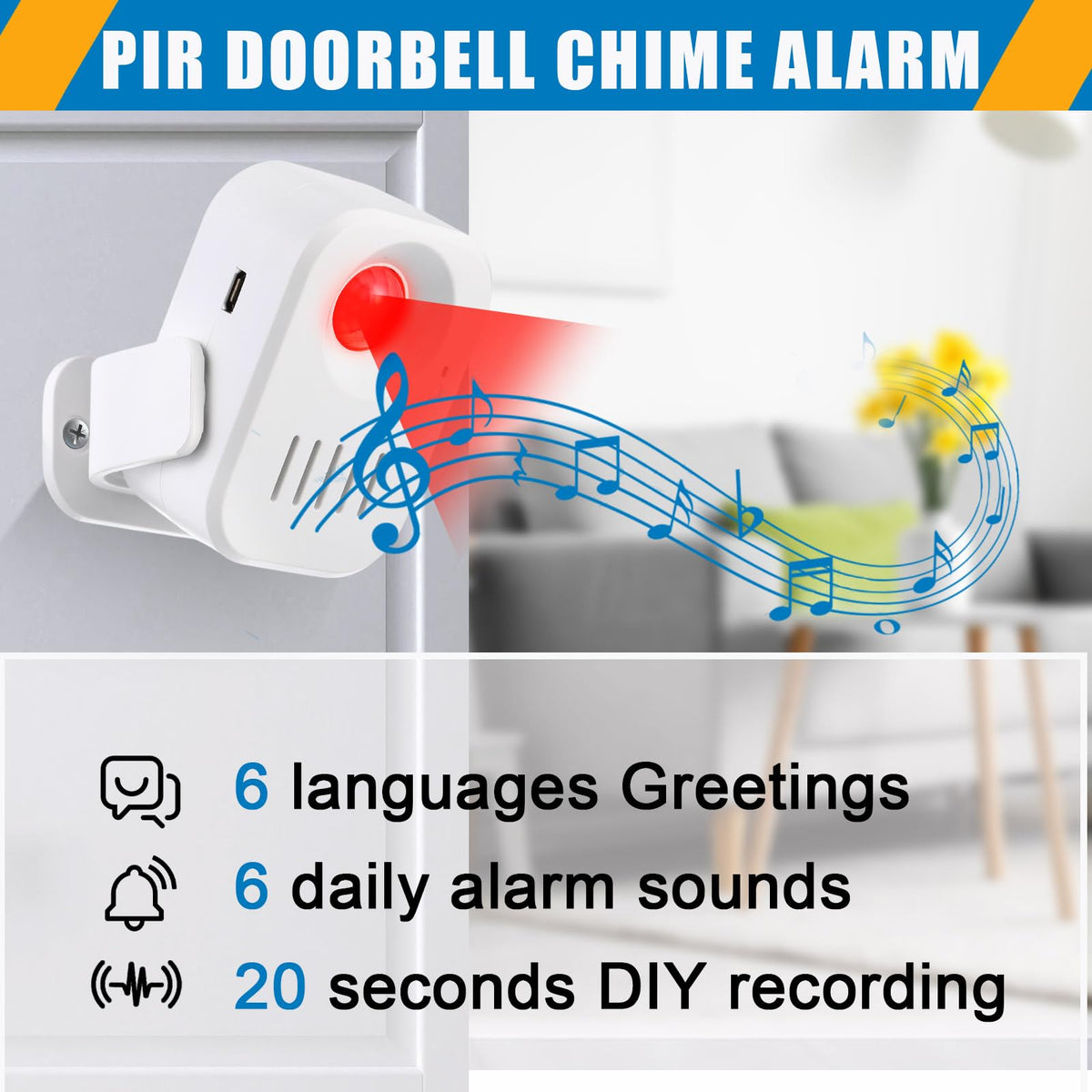 Relaxweex front-door motion sensor setup for easy installation.