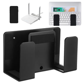 Relaxweex wall-mount laptop shelf holding a laptop on the wall for organization