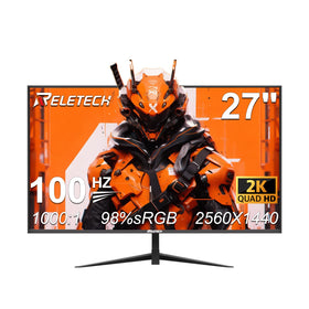 Reletech 27 inch QHD monitor frameless design enhances desk aesthetics and productivity