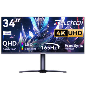 Reletech 34-inch curved ultrawide monitor front view for immersive gaming and multitasking