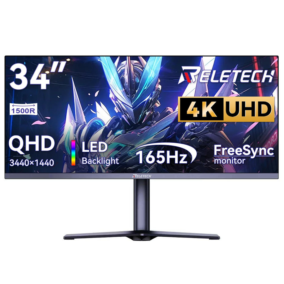 Reletech 34-inch curved ultrawide monitor front view for immersive gaming and multitasking