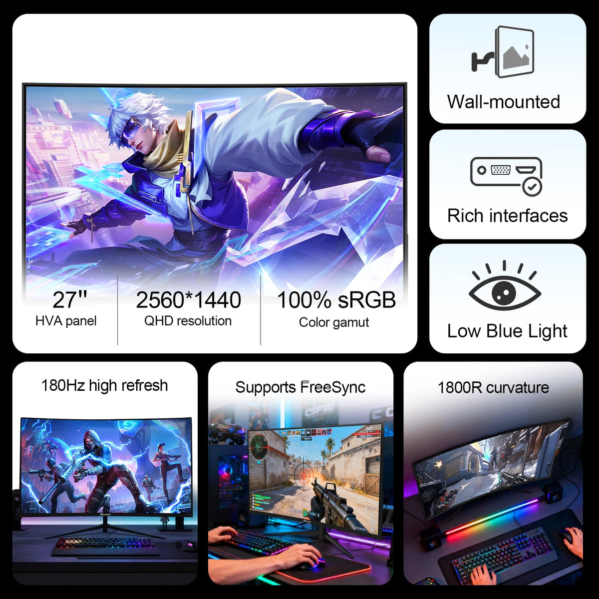 Reletech G27X next to keyboard showing 27-inch scale and ergonomic fit benefit