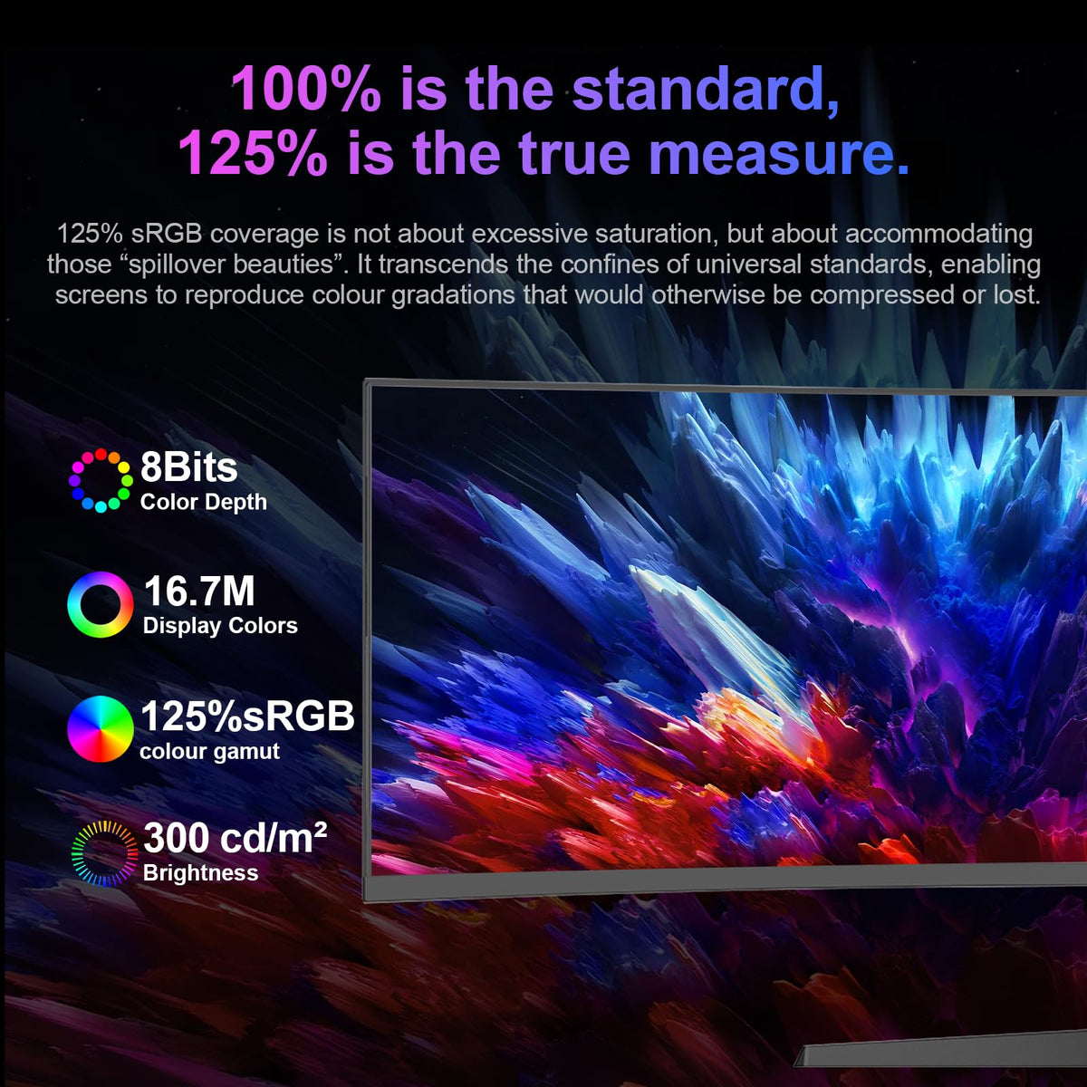 Reletech Raptor 1ms response minimizes motion blur in fast scenes.