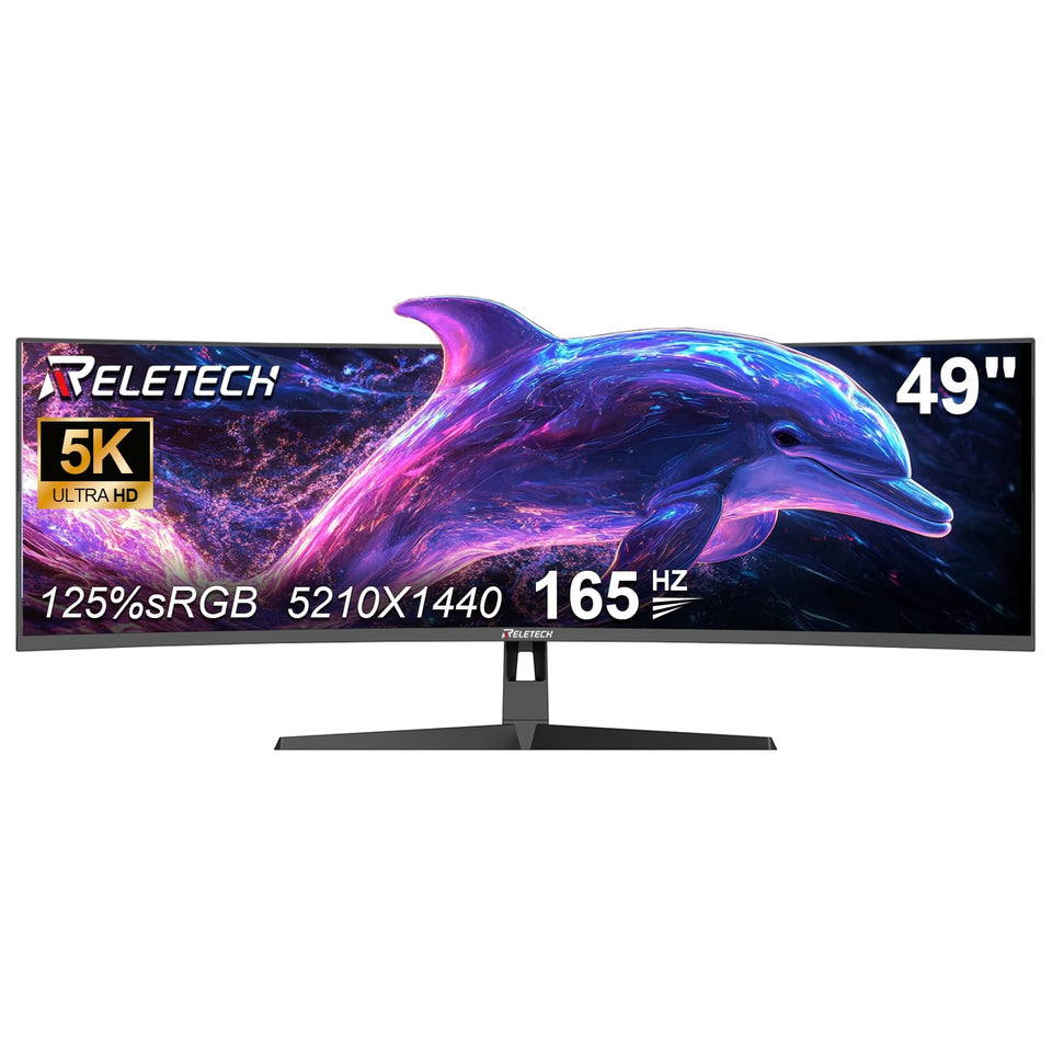 Reletech Raptor 49-inch ultra-wide curved display ideal for immersive gaming and multitasking.