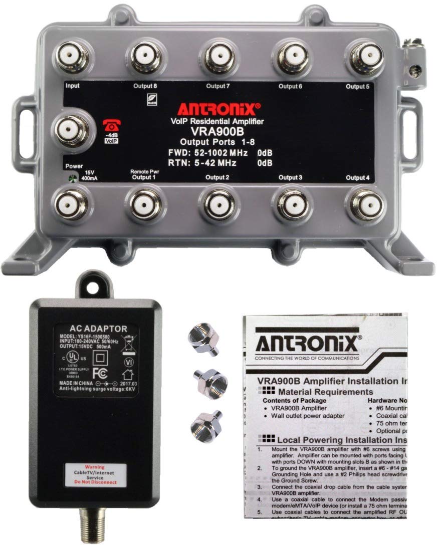 Reliable Cable Products amplifier front panel showing ports and durable housing benefit