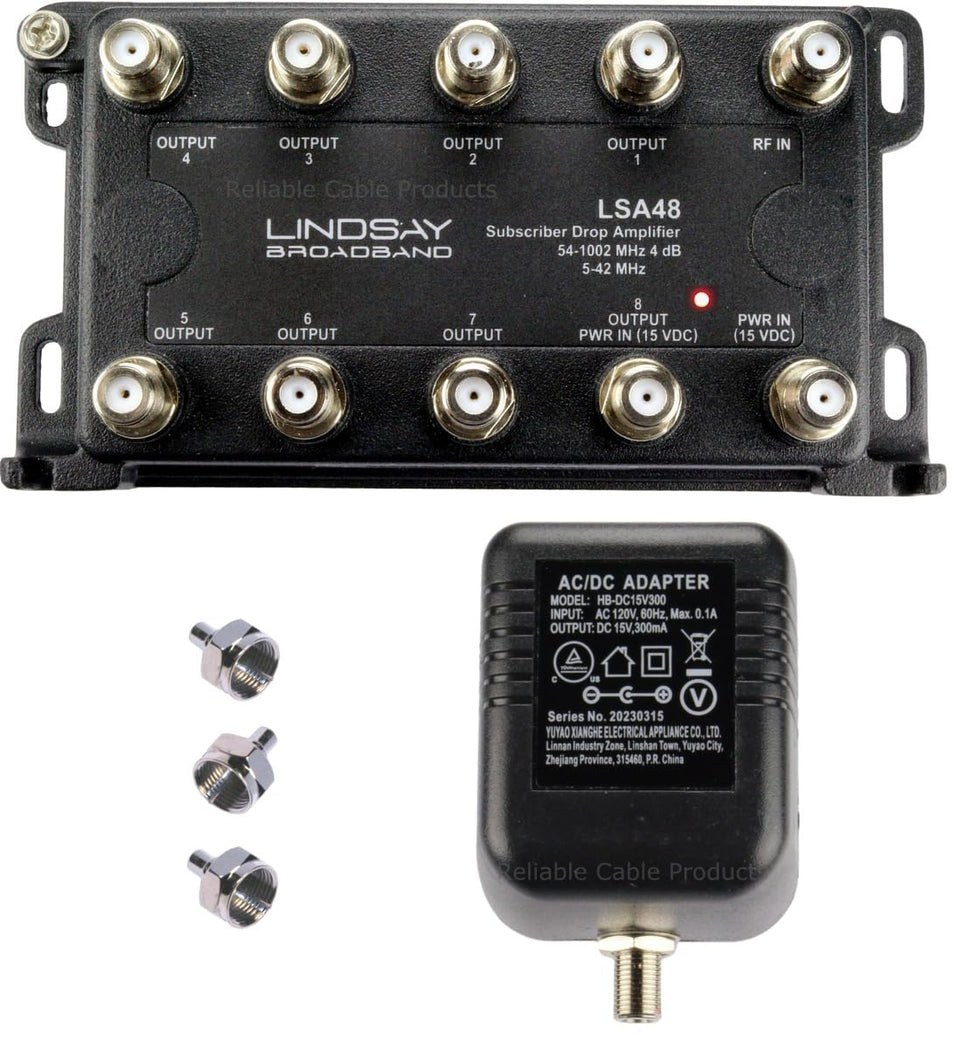 Reliable Cable Products LSA48 front view shows compact design for multi-room TV distribution.