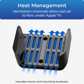 ReliaMount Apple TV mount supports 4K Wi-Fi models with Ethernet option for stable streaming.
