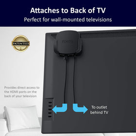 ReliaMount shows HDMI port access on the back of the TV.