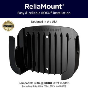 ReliaMount ideal for wall-mounted TVs, keeping Roku Ultra tidy and reachable.
