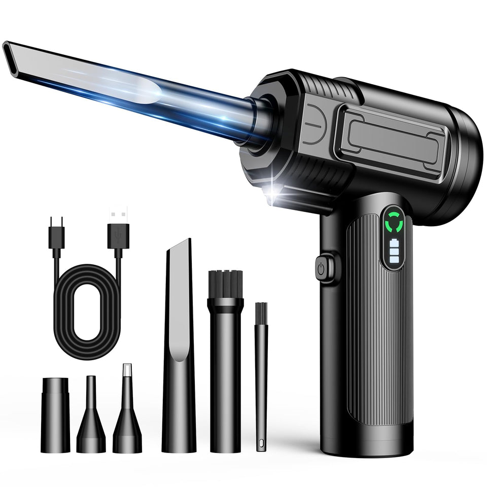 RELIDOL UltraBlow 100000rpm LED air duster for quick keyboard cleaning.