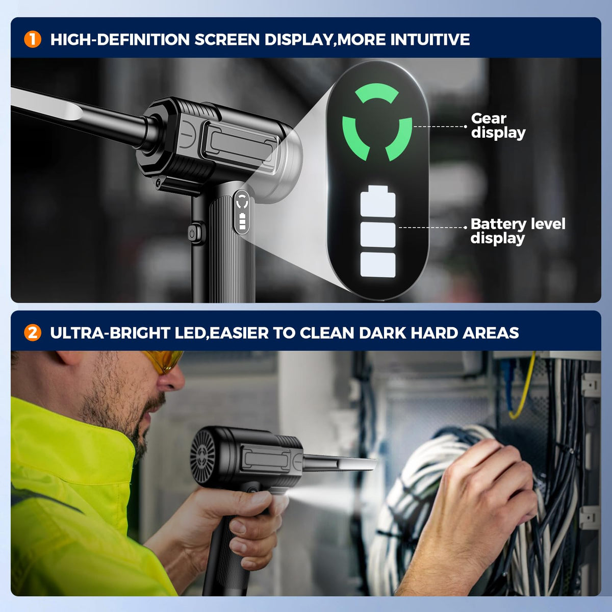 RELIDOL UltraBlow with 5 nozzles and 3 brushes for precise dusting.