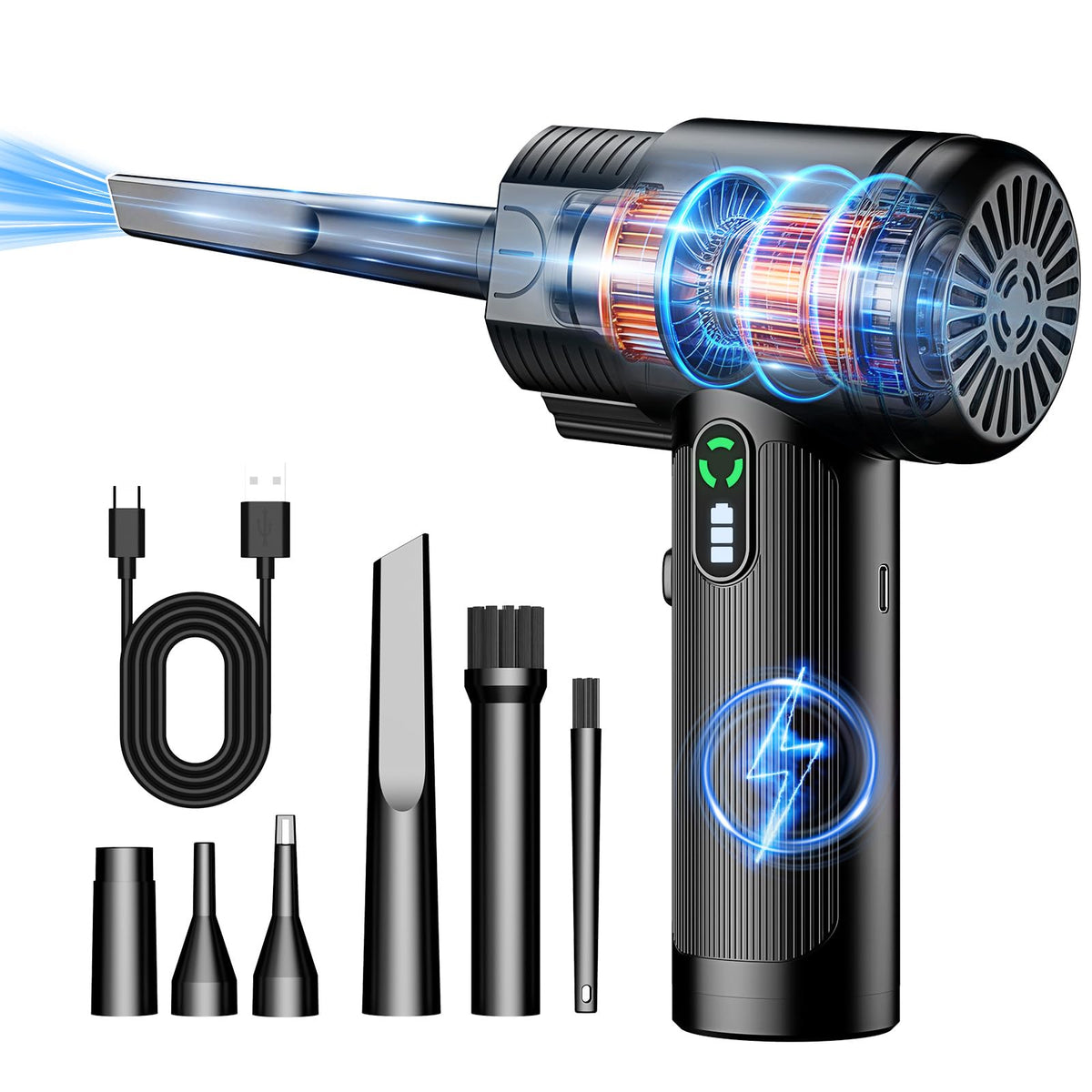 RELIDOL UltraBlow front view showing compact cordless design and portability benefit