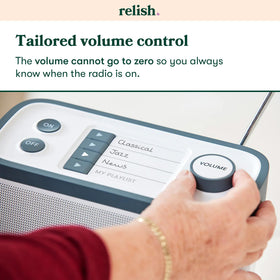 Relish 3-watt speakers deliver clear sound in small spaces.