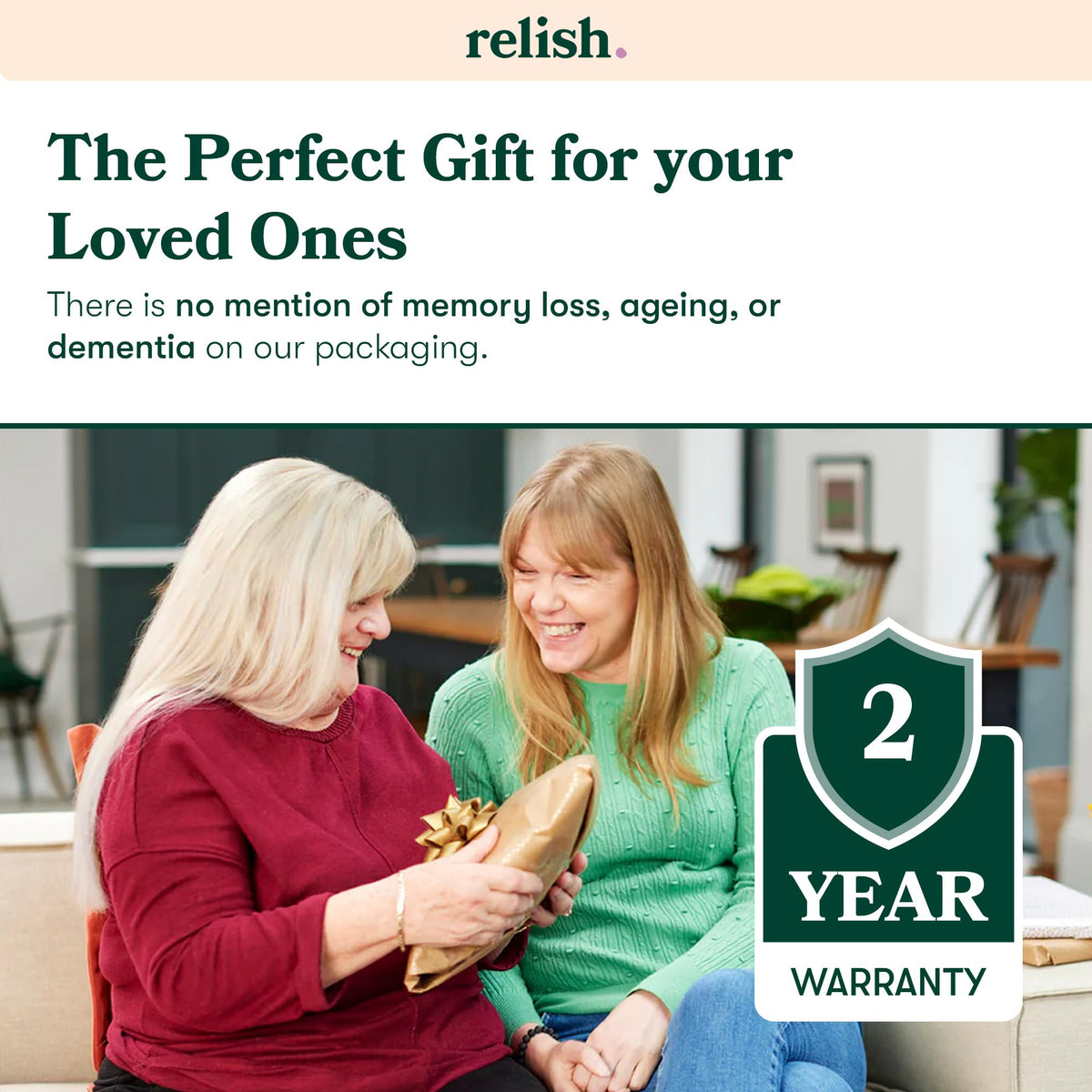 Relish dementia-friendly packaging makes gifting thoughtful and dignified.