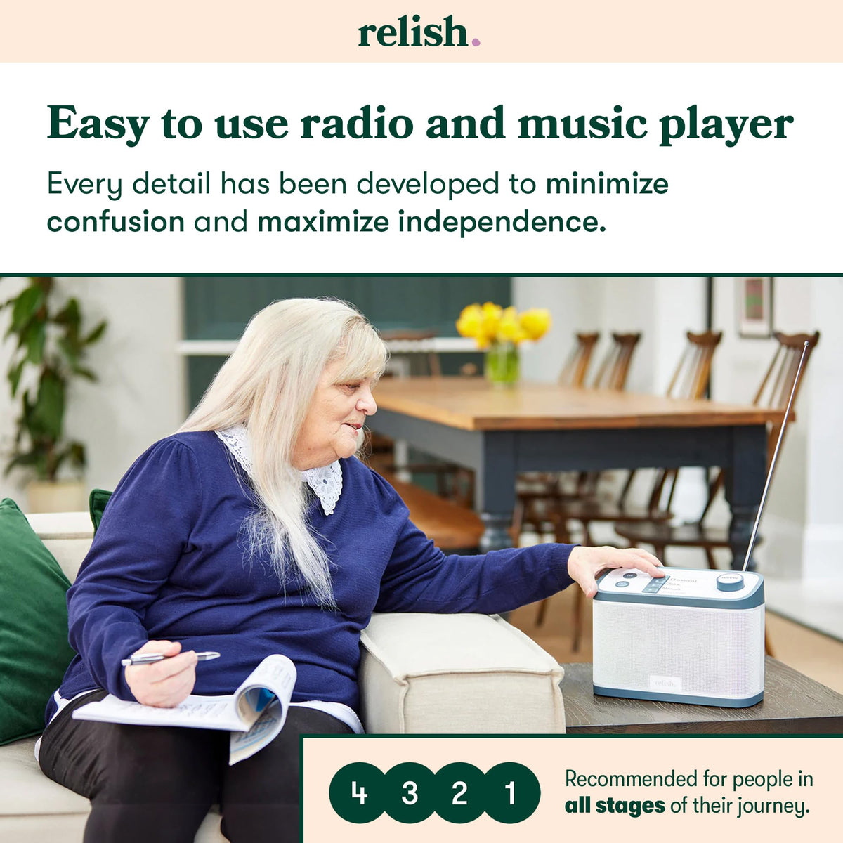 Relish volume dial keeps the device on, preventing silent operation.