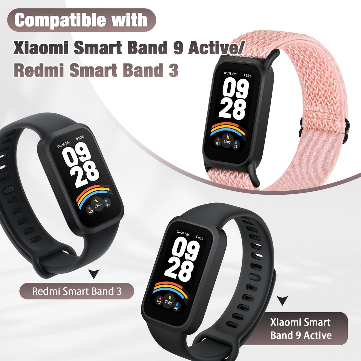 Relting compatibility demo with Xiaomi Smart Band 9 Active block fitting into strap slot accurately