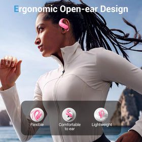 Renmou hot pink earbuds 60h playtime case showing long-lasting battery